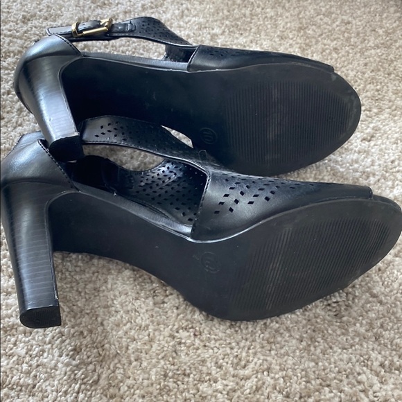 Black High Heel Ankle Booties with Peep-Toe size women’s 10 US - Picture 1 of 5